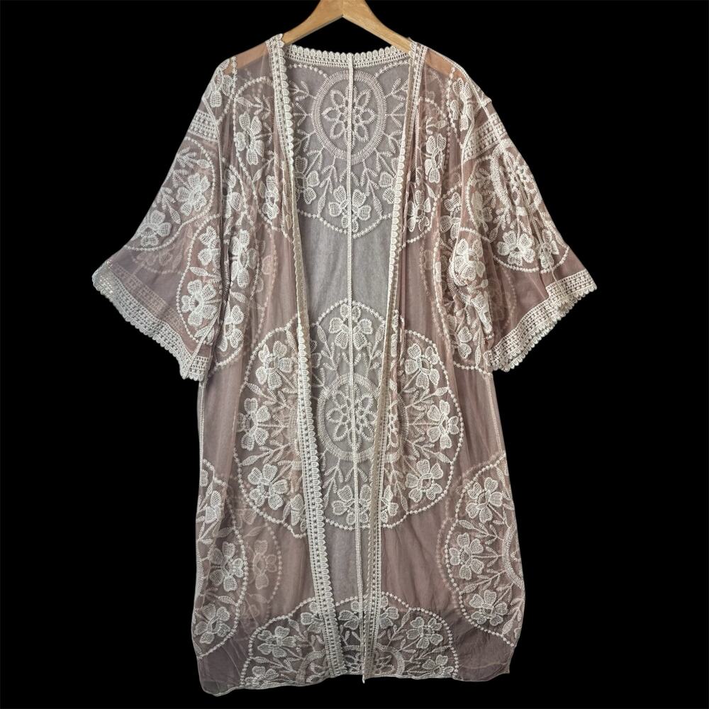 Embroidered Boho Lace Kimono Nadia Mesh Summer Vacation OSFA Festival Hippie